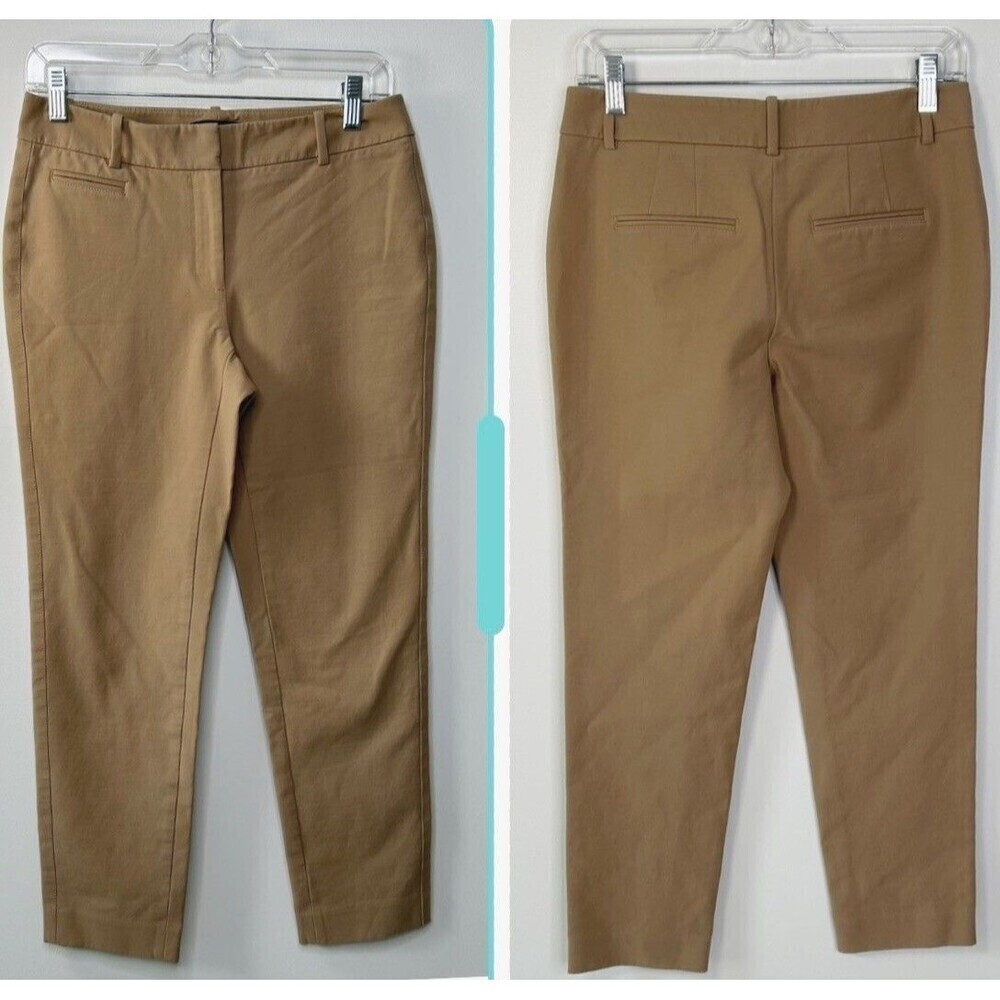 White House Black Market Slim Ankle Trouser Slacks Pants Pockets Khaki Size 4R